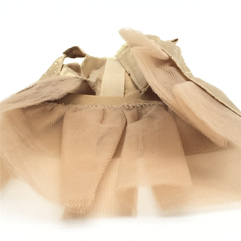 Vestido tutú beige multicapa con lazo para perrita