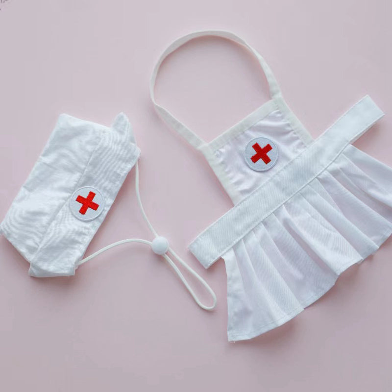 Conjunto disfraz enfermera para gato – delantal y gorro