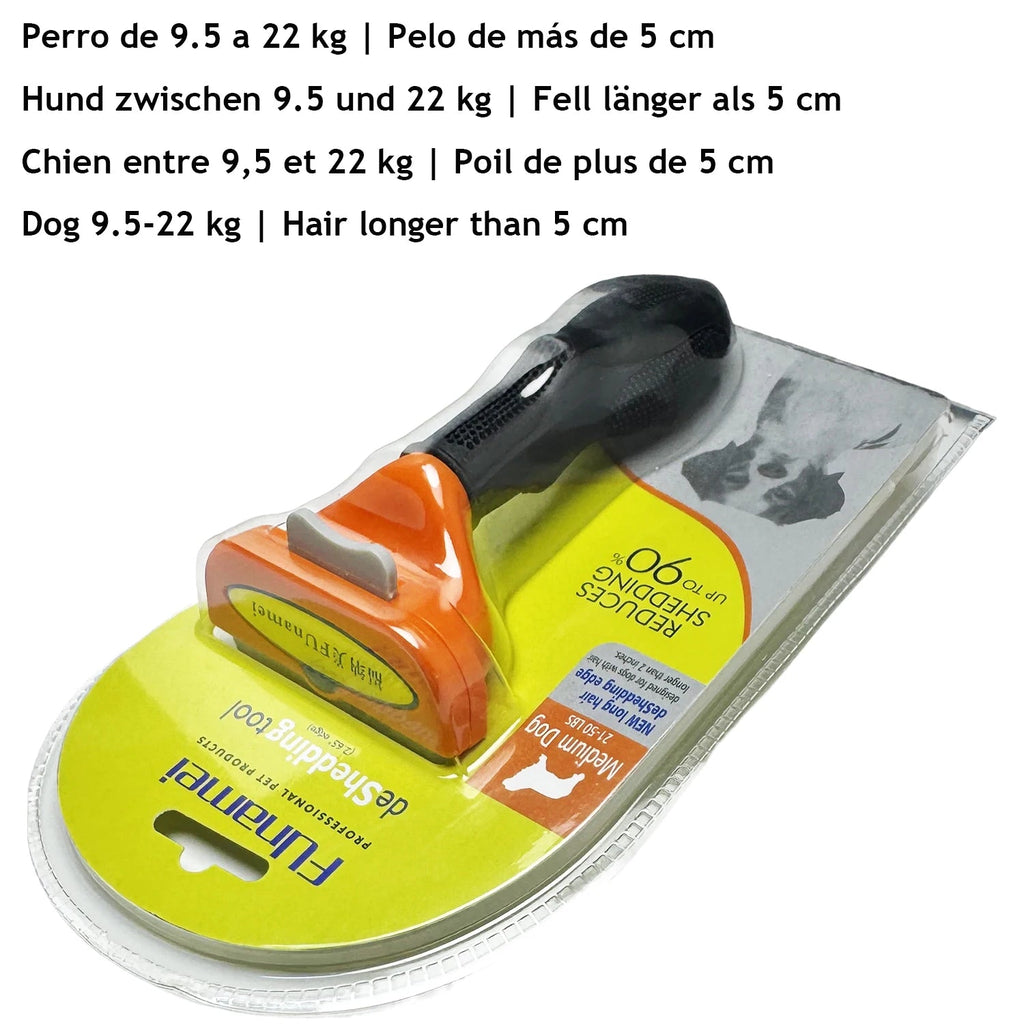 Cepillo quitapelos profesional para perros de pelo largo - naranja y negro