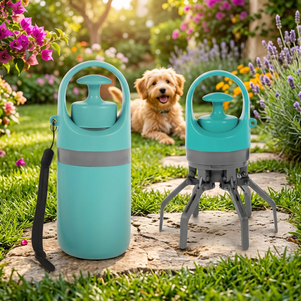 Dispensador de bolsas para perros en jardín exterior