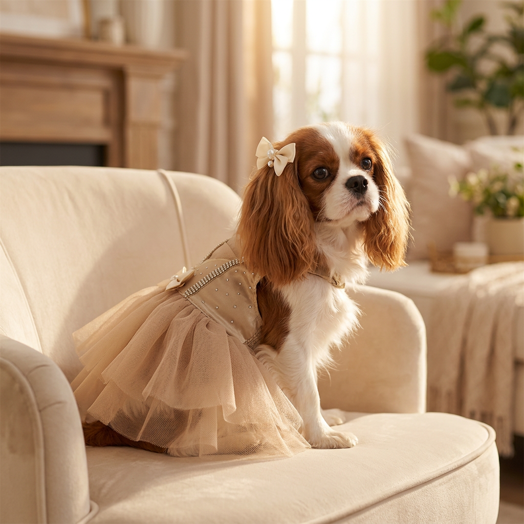 Vestido Tutú Beige para Perrita